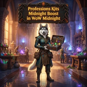 Promotional image for the Professions Kits Midnight Boost service in World of Warcraft: Midnight