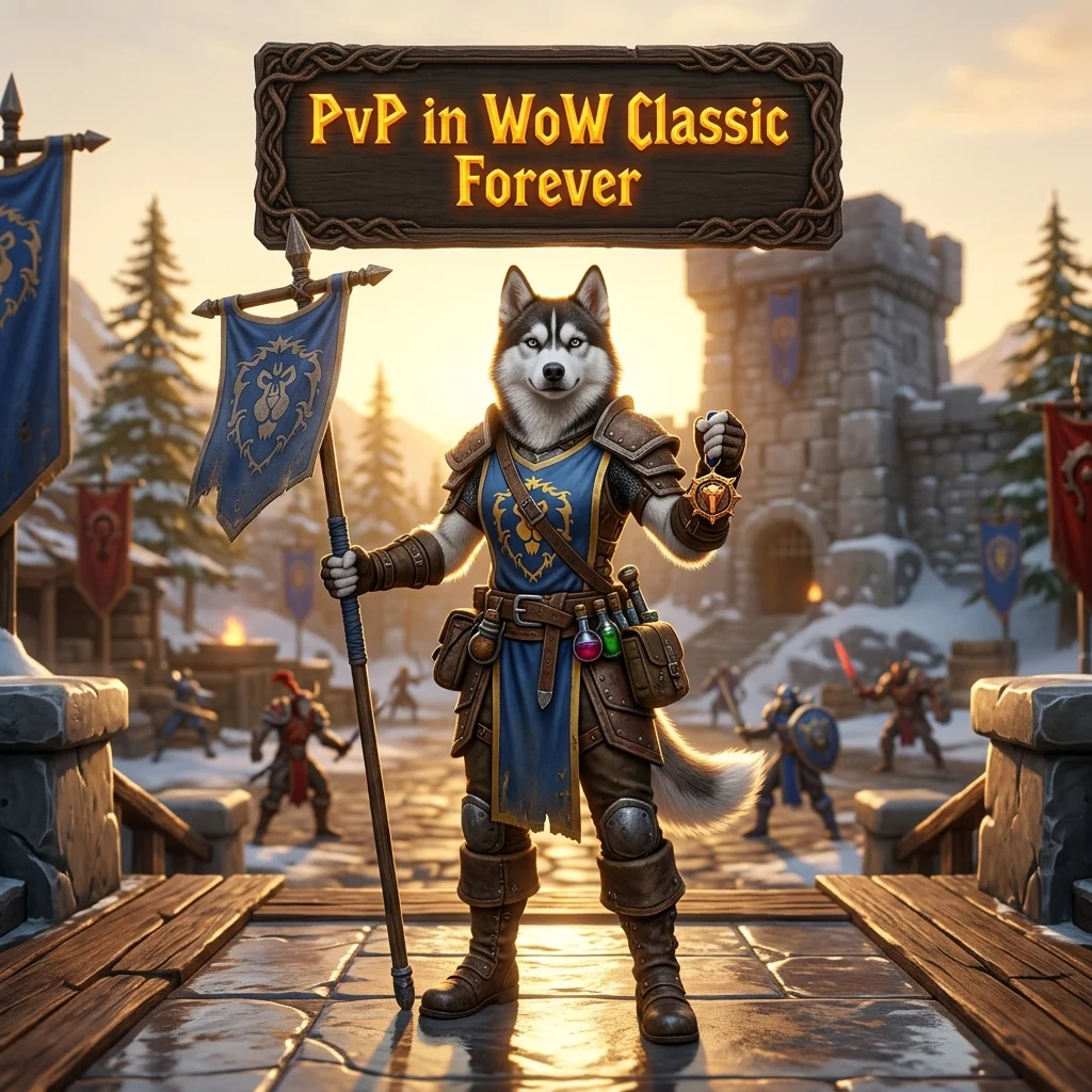 Promotional image for PvP Boosting Services in WoW Classic Forever, focused on PvP boosting within the game context.