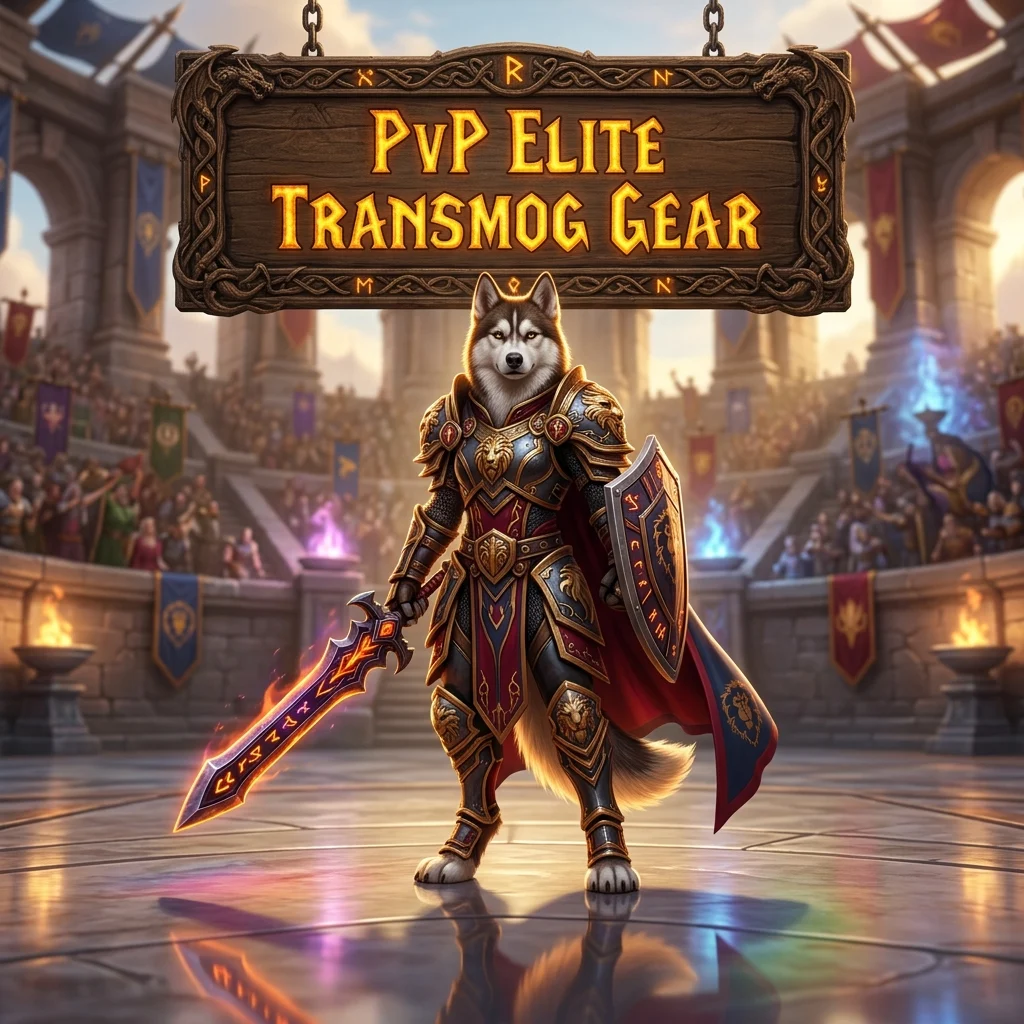 Promotional image representing PvP Elite Transmog Gear and its focus on elite transmog gear for PvP customization.