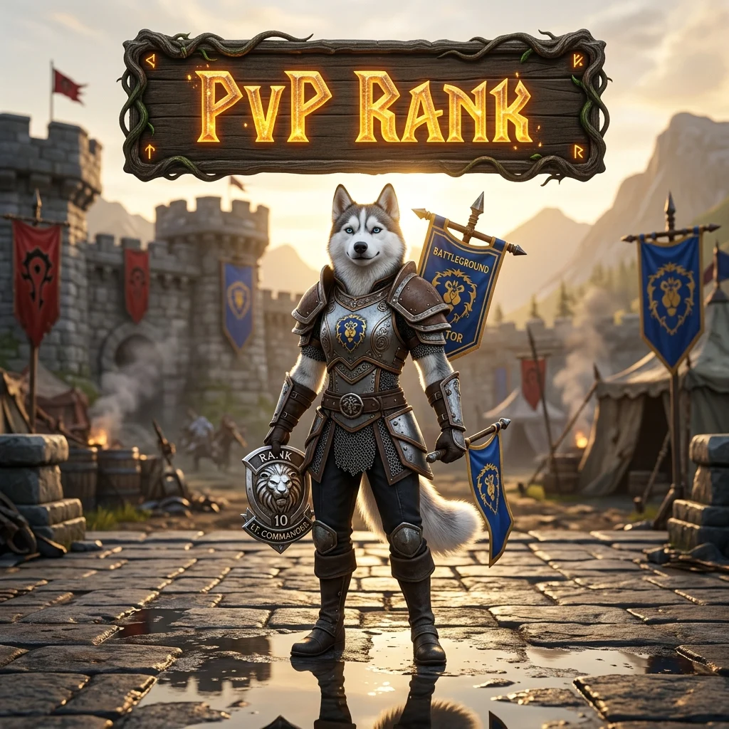 Promotional image representing the PvP Rank Boost service in the WoW Forever game.