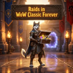 Promotional image for Raids Boosting Services in WoW Classic Forever, focused on raid boosting in the game.
