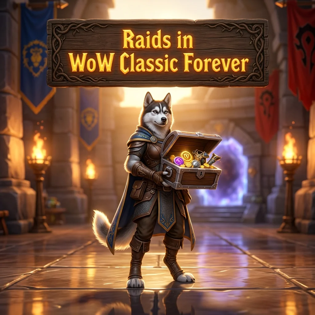 Promotional image for Raids Boosting Services in WoW Classic Forever, focused on raid boosting in the game.