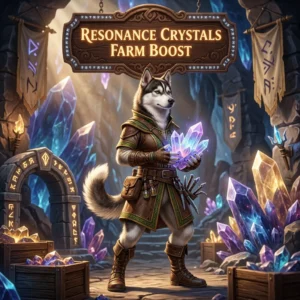Promotional image representing the Resonance Crystals Farm Boost service for farming resonance crystals