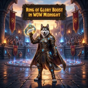 Promotional image for Ring of Glory Boost in WoW Midnight, representing the WoW Midnight boost service.