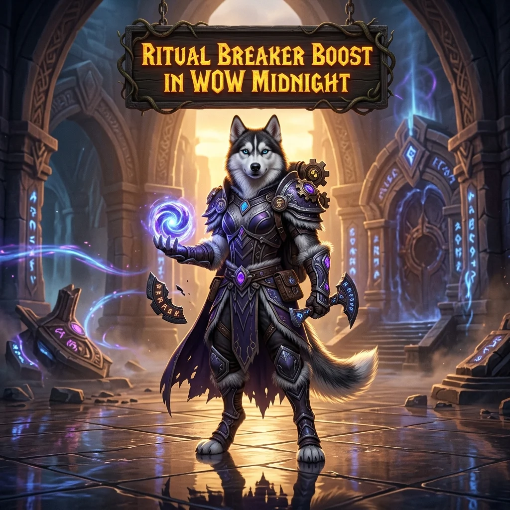 Promotional image for the Ritual Breaker Boost service in WoW Midnight