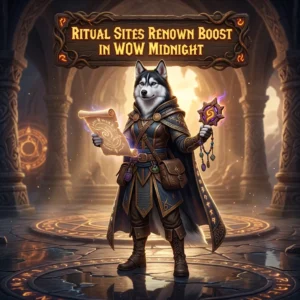 Promotional image representing the Ritual Sites Renown Boost service in WoW Midnight