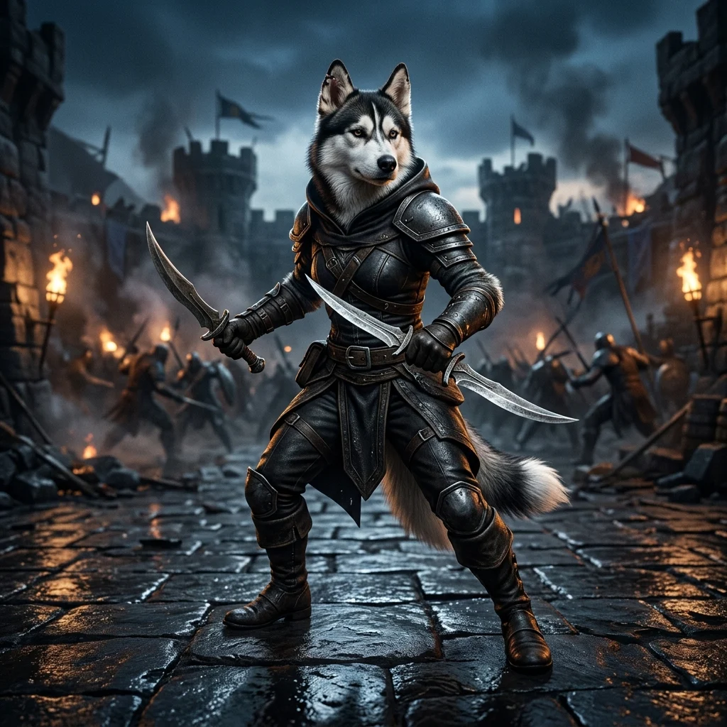 Fantāzijas spēles ilustrācija, kas attēlo roga PvP tematiku spēlē WoW Forever bez redzama teksta vai zīmēm