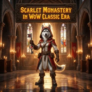Promotional image for the Scarlet Monastery Boost in WoW Classic Era service