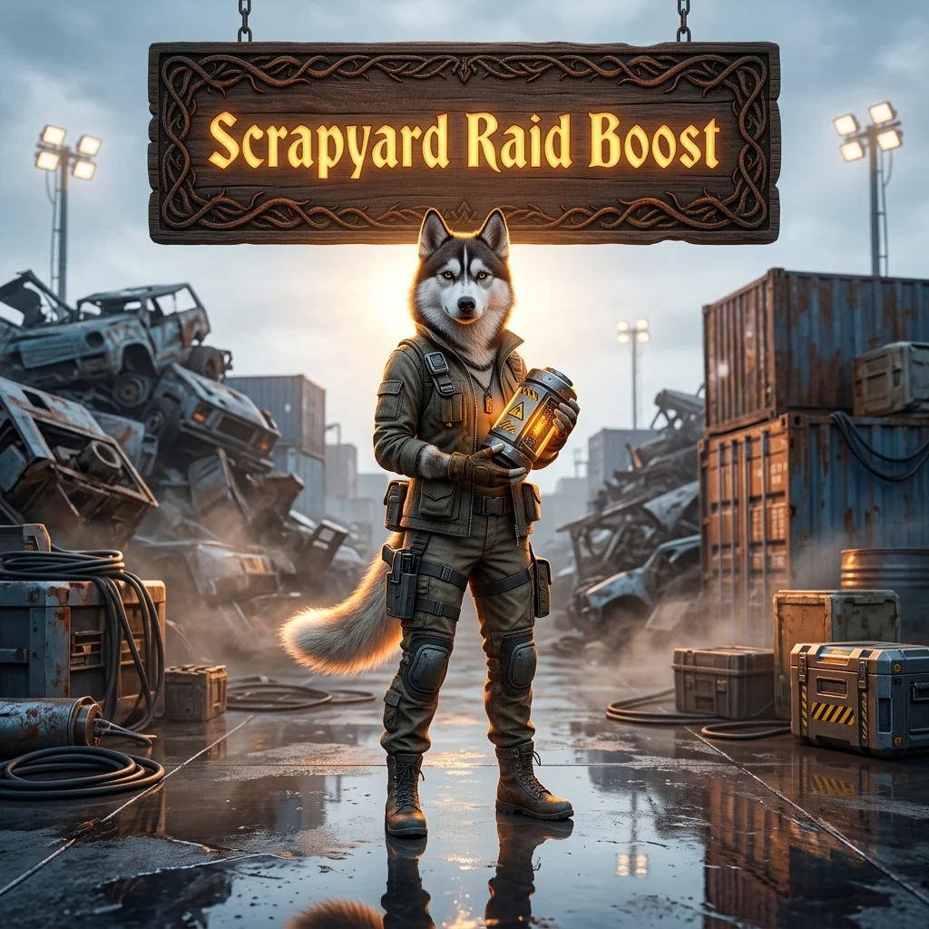 Promotional image representing the Scrapyard Raid Boost in Active Matter service.