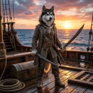 Illustration med maritim spelkänsla för Sea of Thieves-boostning och snabbare progression.