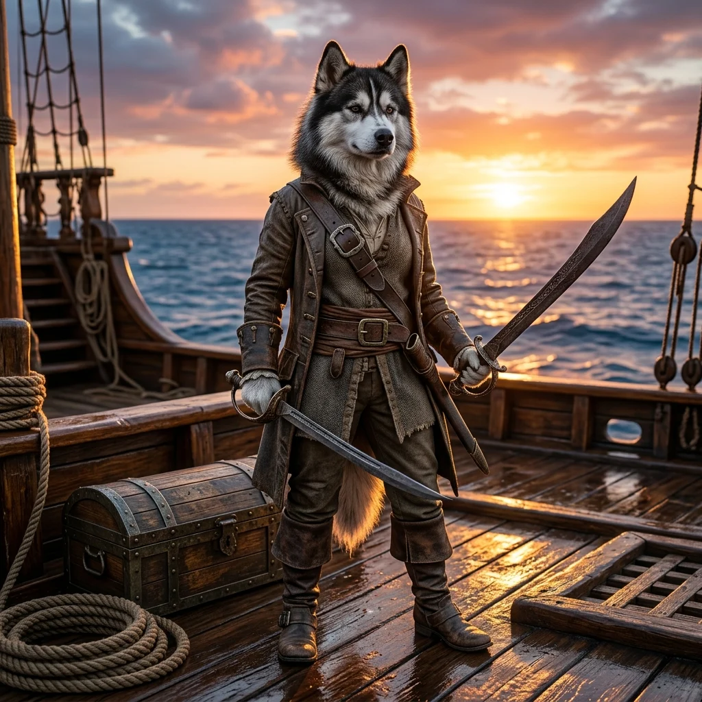 Illustration med maritim spelkänsla för Sea of Thieves-boostning och snabbare progression.