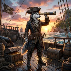 Sea of Thieves பூஸ்டிங் சேவைகளை பிரதிபலிக்கும், கடல் சாகசத் தோற்றம் கொண்ட விளையாட்டு கலைப்படைப்பு.
