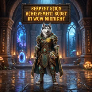 Promotional image for the Serpent Scion Achievement Boost service in WoW Midnight