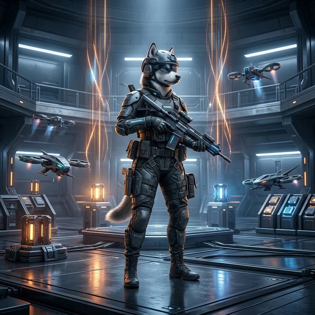 Arte promocional relacionada a serviços de aceleração de nível no jogo Wardogs, sem texto legível ou sinais visíveis.