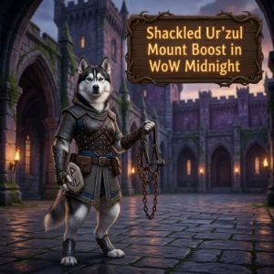 Promotional image for the Shackled Ur’zul Mount Boost in WoW Midnight service, focused on the Shackled Ur’zul mount.