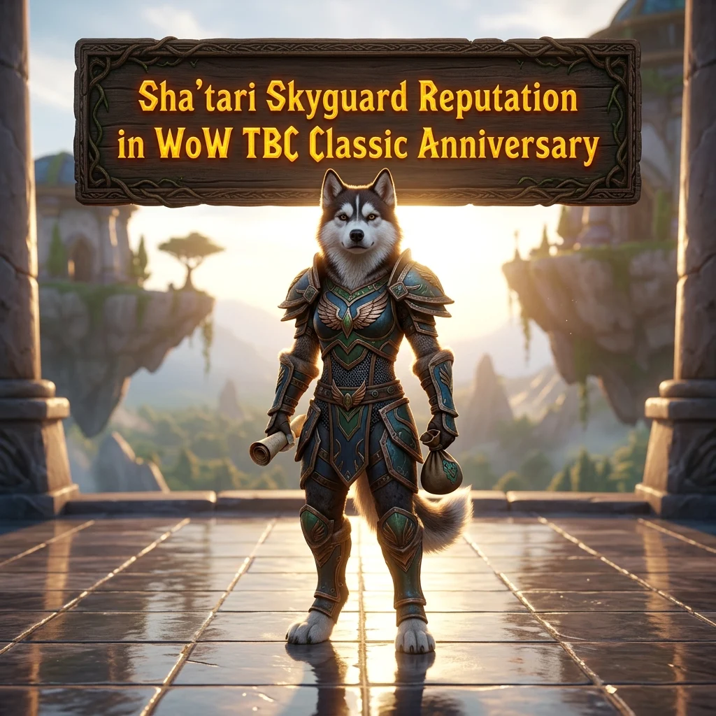 Promotional image for Sha'tari Skyguard Reputation Boost in WoW TBC Classic Anniversary, showing the service offered for WoW TBC Classic players.
