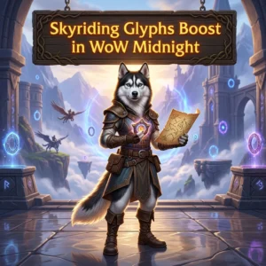 Promotional image for Skyriding Glyphs Boost in WoW Midnight, a service focused on obtaining Skyriding Glyphs.