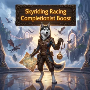 Promotional image representing the Skyriding Racing Completionist Boost service for completing Skyriding racing content.