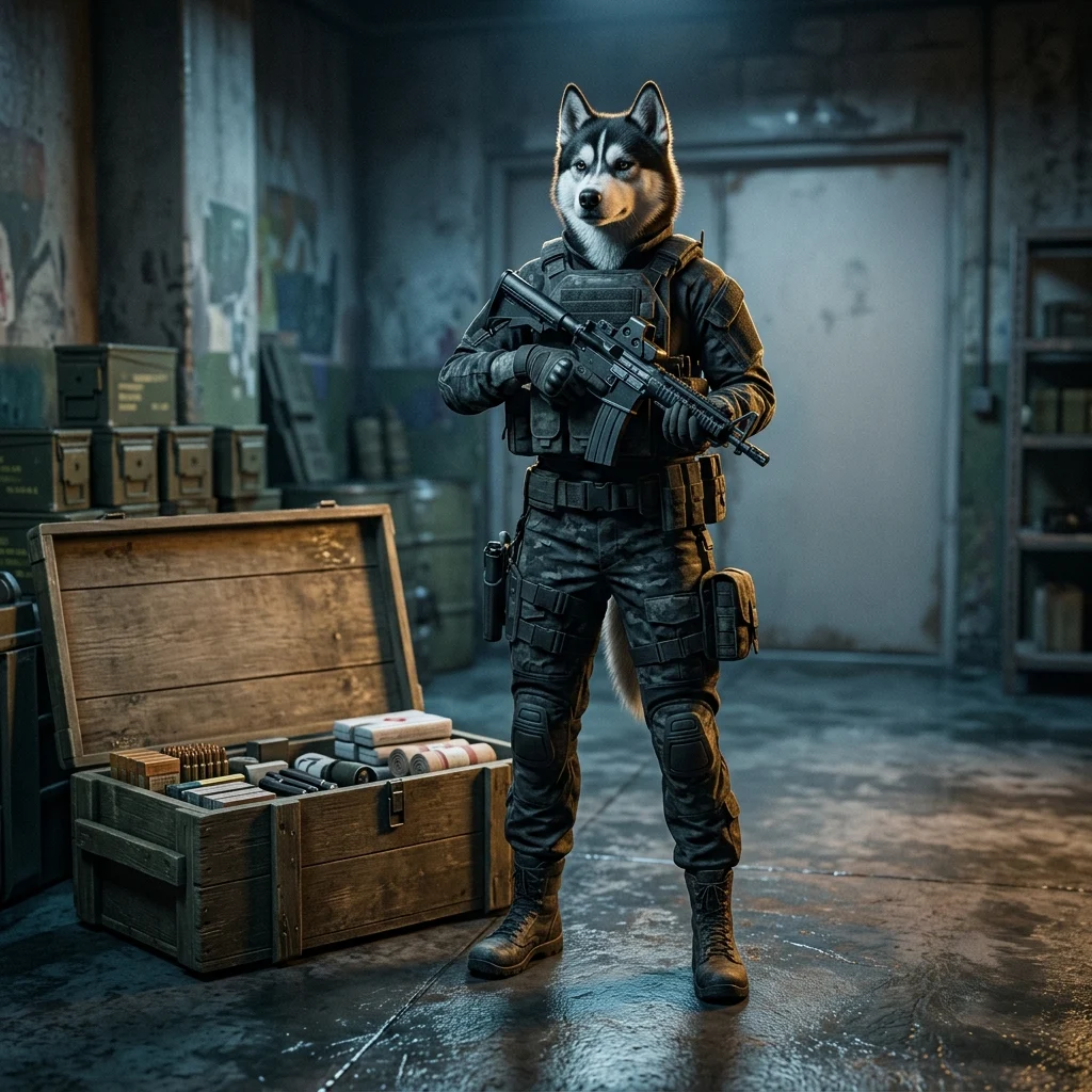 Mängu WarDogs stardipaketti kujutav illustratsioon ilma loetava teksti või siltideta.