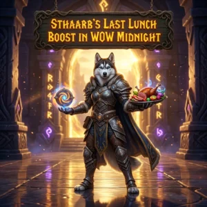 Promotional image representing Sthaarb’s Last Lunch Boost in WoW Midnight, a named World of Warcraft: Midnight service.