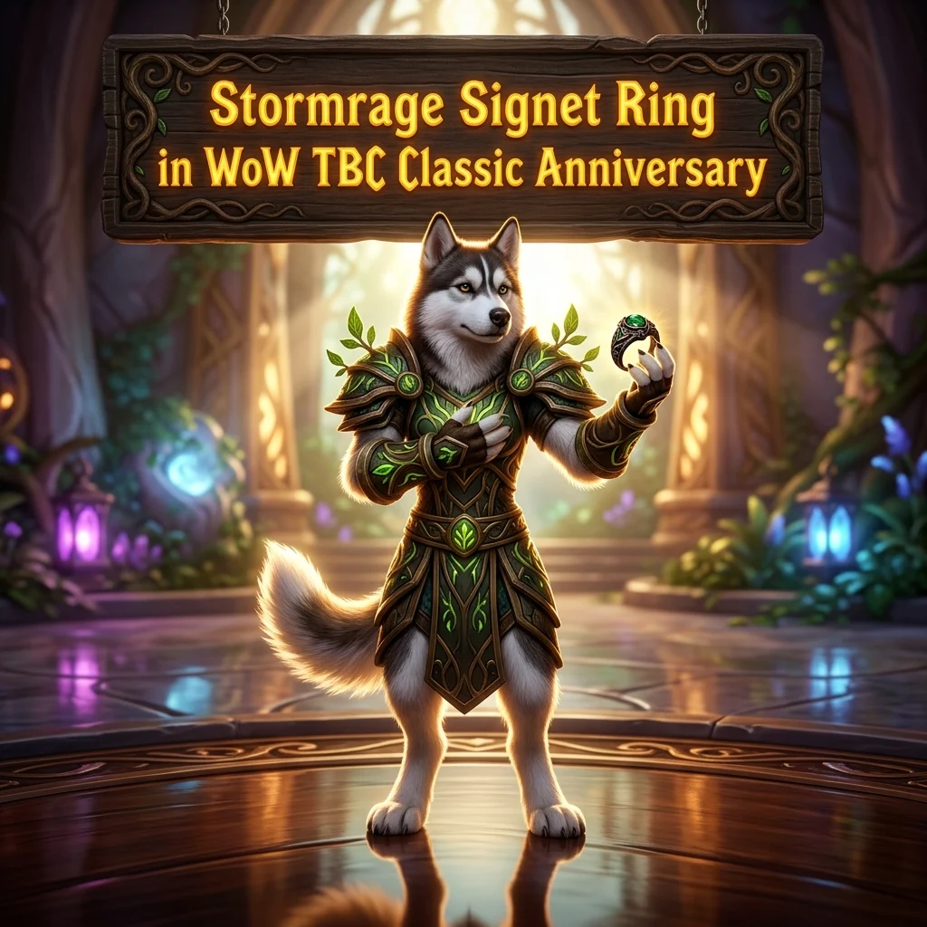 Promotional image for Stormrage Signet Ring Boost in WoW TBC Classic Anniversary, showing the product service for World of Warcraft TBC Classic Anniversary.
