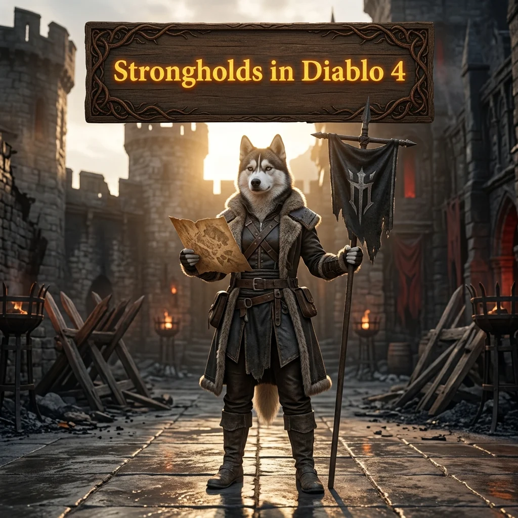 Promotional image for Strongholds Boost in Diablo 4, representing a service focused on Strongholds content