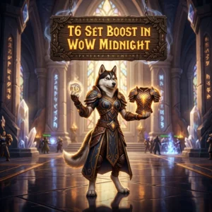 Promotional image for the T6 Set Boost service in WoW Midnight