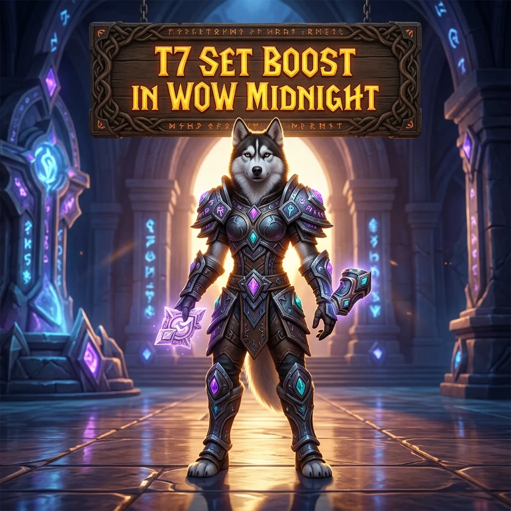Promotional image representing the T7 Set Boost service for WoW Midnight