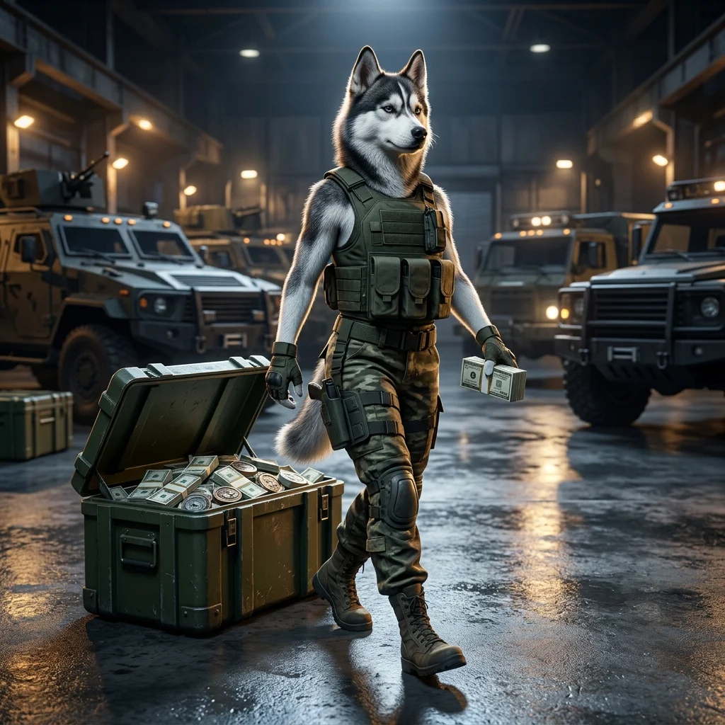 Hình minh họa cho Wardogs, thể hiện chủ đề tăng tốc kiếm tiền mặt trong bối cảnh trò chơi, không có chữ hay biển hiệu dễ đọc.