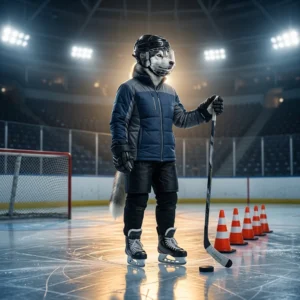 NHL-i juhendite teemaline illustratsioon, mis tutvustab jäähoki mängu.