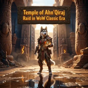 Promotional image for the Temple of Ahn’Qiraj Raid Boost service in World of Warcraft Classic Era.