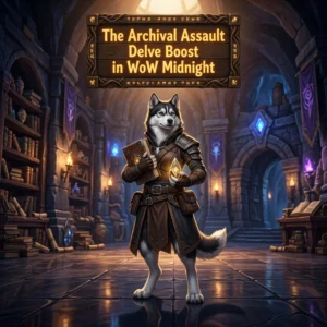Promotional image for The Archival Assault Delve Boost in WoW Midnight