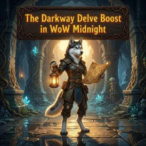 Promotional image for The Darkway Delve Boost in WoW Midnight, a service focused on this specific WoW Midnight delve boost.
