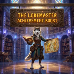 Promotional image for The Loremaster Achievement Boost service, focused on the Loremaster achievement