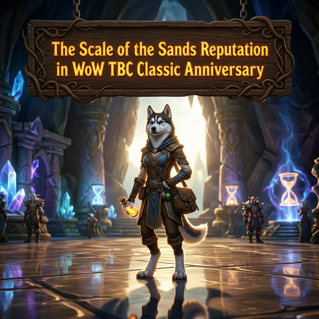 Promotional image for The Scale of the Sands Reputation Boost in WoW TBC Classic Anniversary service.