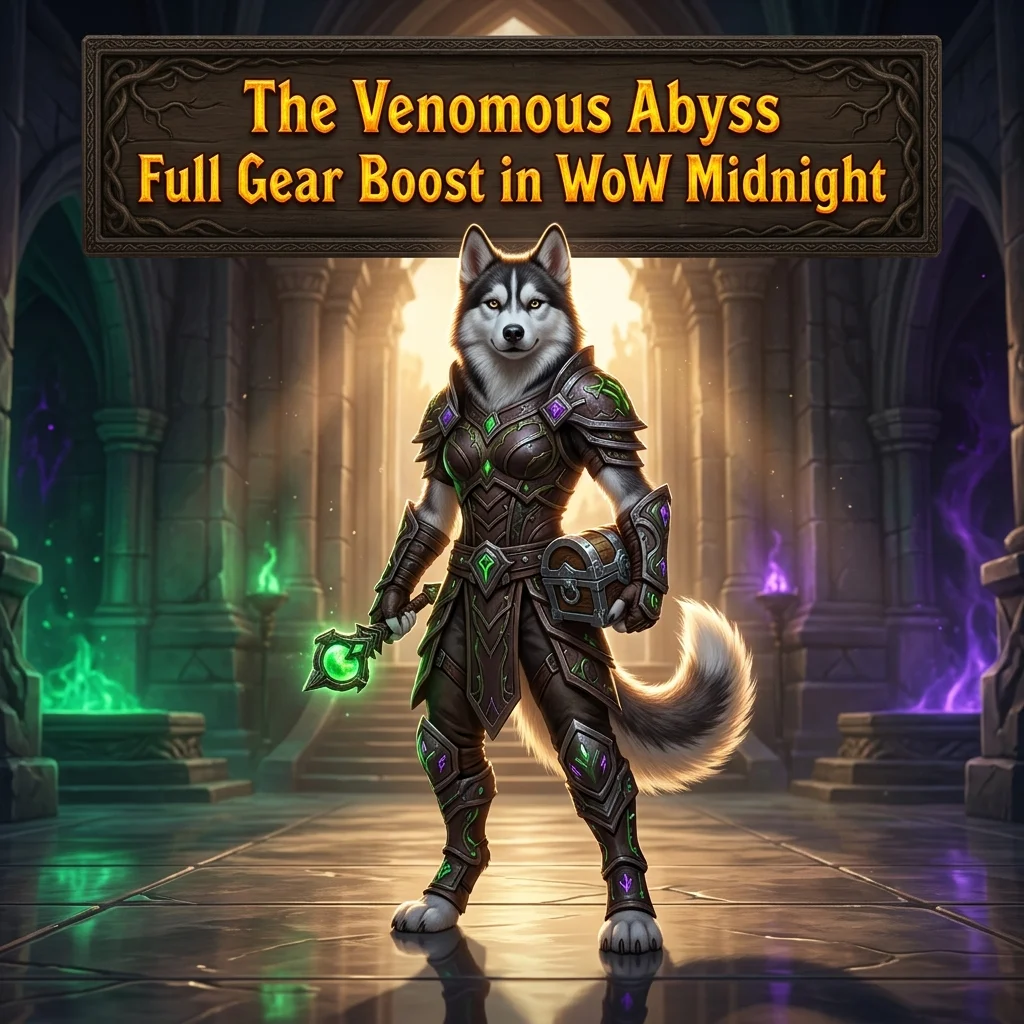 Promotional image for The Venomous Abyss Full Gear Boost service in World of Warcraft: Midnight