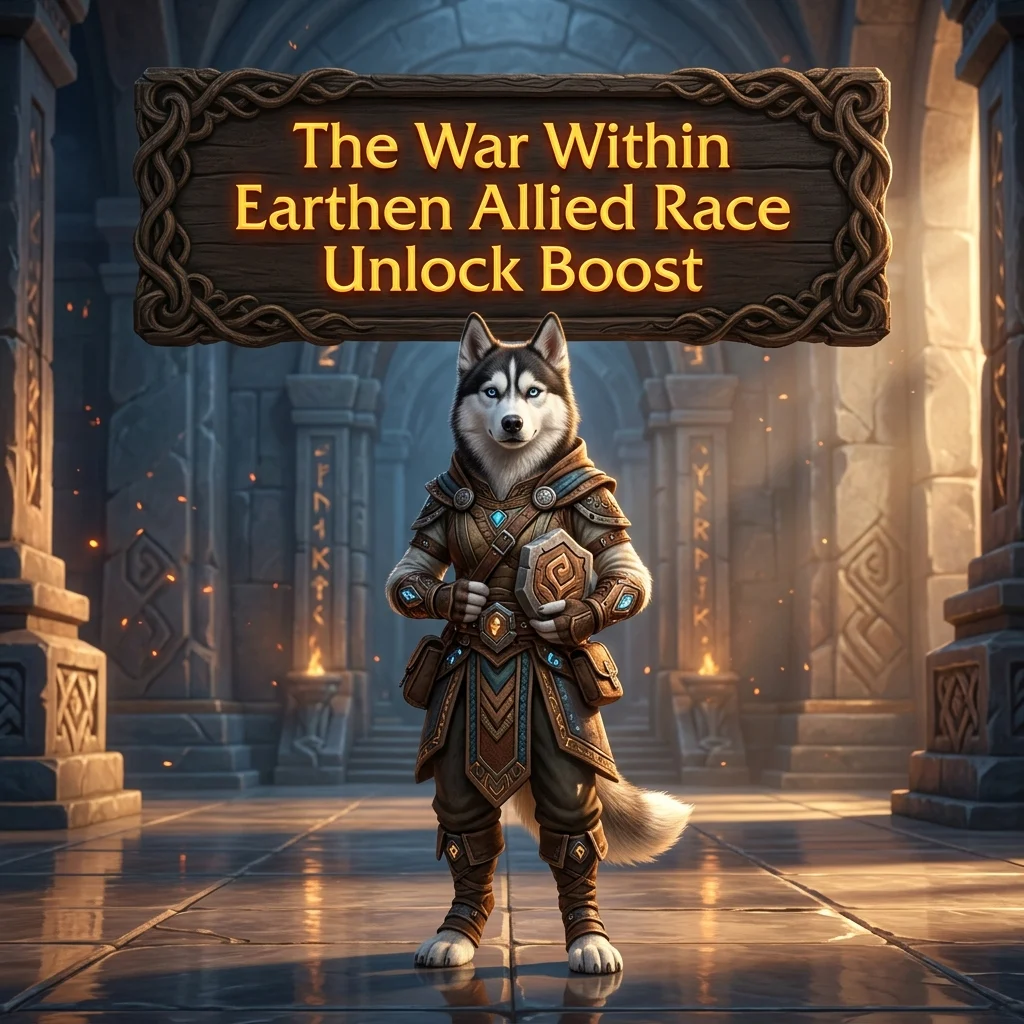 Promotional image representing The War Within Earthen Allied Race Unlock Boost service for the Earthen allied race.
