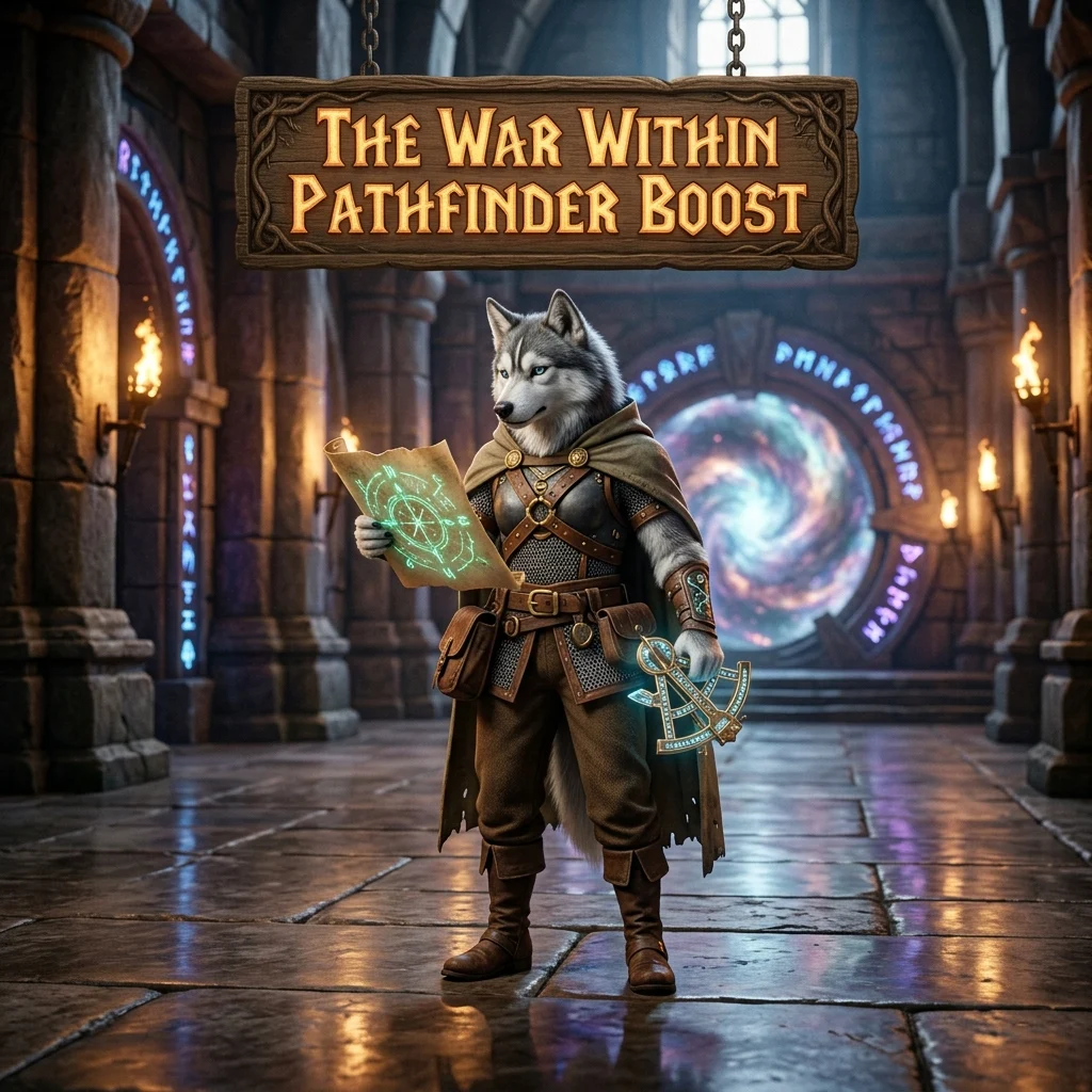 Promotional image for The War Within Pathfinder Boost, a service focused on the Pathfinder boost for The War Within.