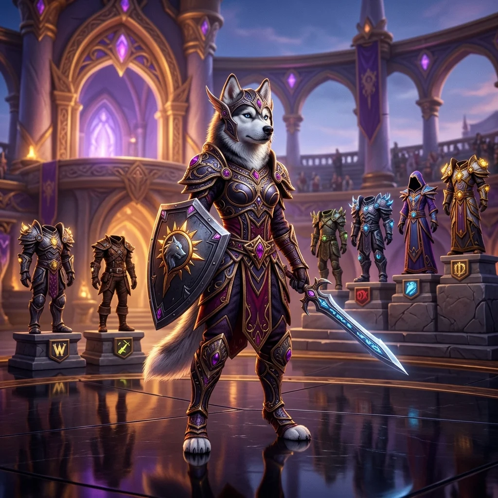 Εικαστικό με θεματολογία World of Warcraft για tier list του Solo Shuffle στη 2η Περίοδο του Midnight, χωρίς ευανάγνωστο κείμενο ή σήματα.