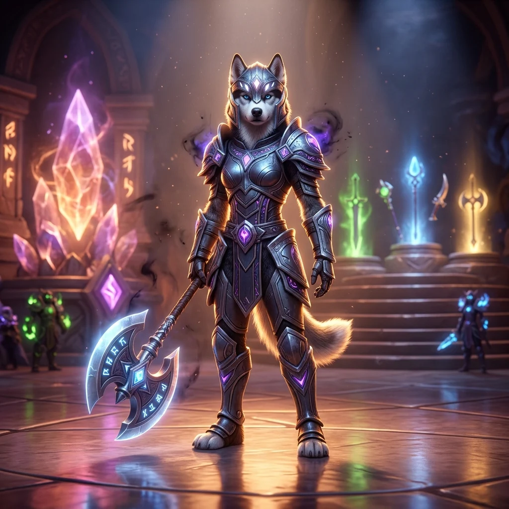Ilustrasi fantasi bertema pertarungan pemain melawan pemain untuk tier list Solo Shuffle Musim 2 Midnight, tanpa teks yang terbaca.