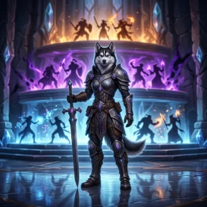 Ilustração temática de World of Warcraft para uma tier list de Solo Shuffle da 2ª temporada de Midnight, sem texto visível.