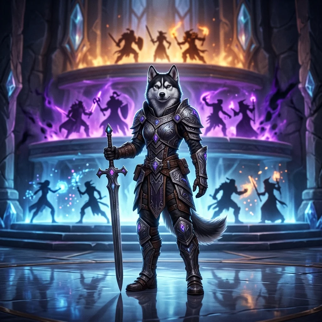 Ilustração temática de World of Warcraft para uma tier list de Solo Shuffle da 2ª temporada de Midnight, sem texto visível.