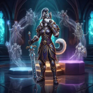 Fantazijska ilustracija, povezana z načinom Solo Shuffle v 2. sezoni razširitve Midnight v igri World of Warcraft, brez berljivega besedila ali napisov.