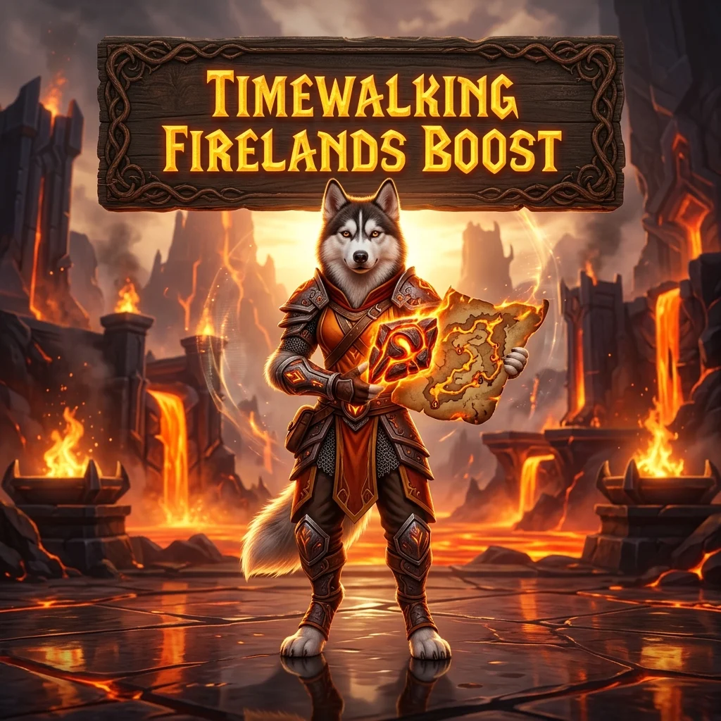 Promotional image representing the Timewalking Firelands Boost service offering.