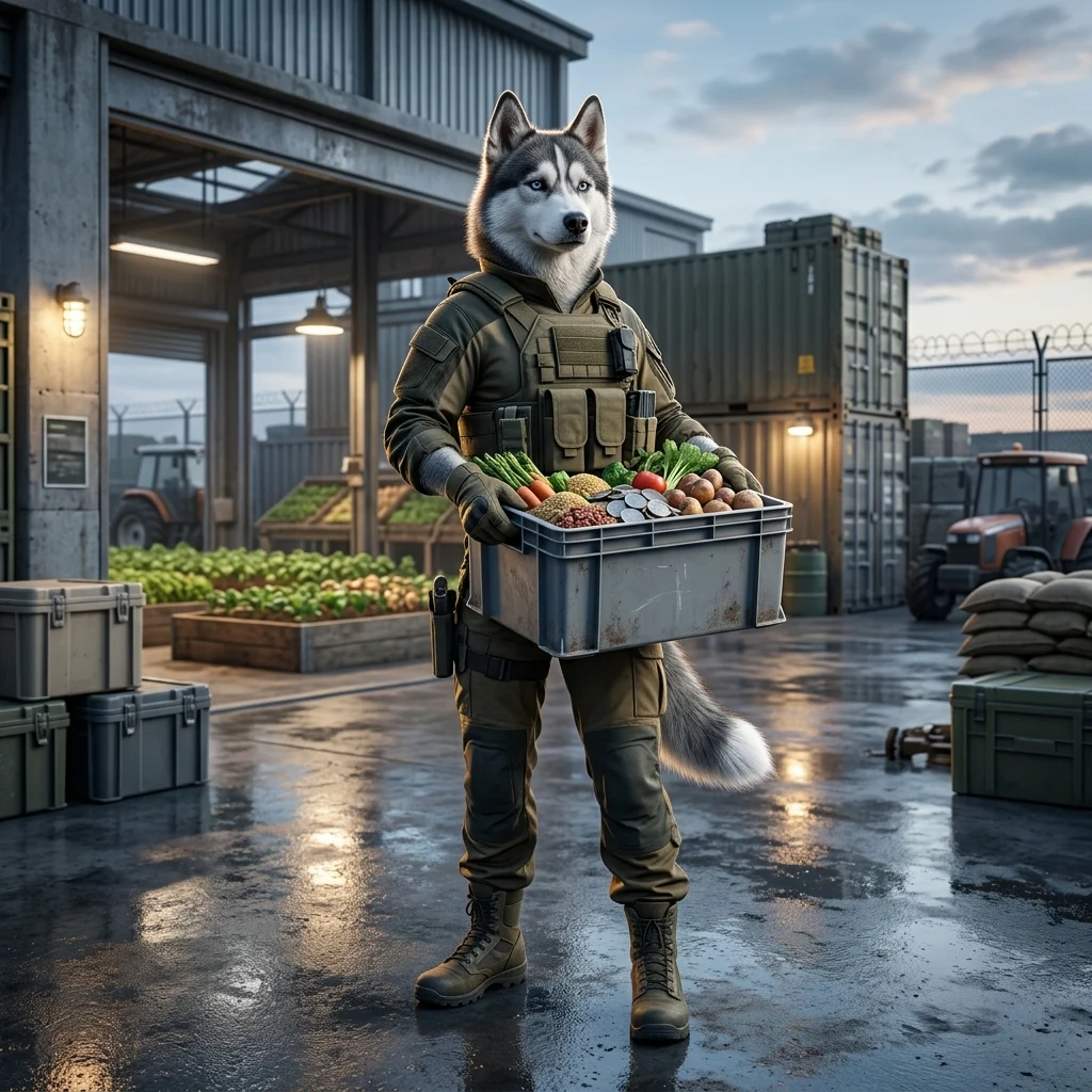 Ilustrasi bertema Wardogs yang menggambarkan usaha meningkatkan wang ladang dalam permainan tanpa teks atau tanda yang boleh dibaca.