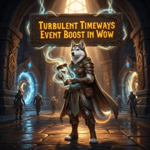 Promotional image for the Turbulent Timeways Event Boost in WoW service