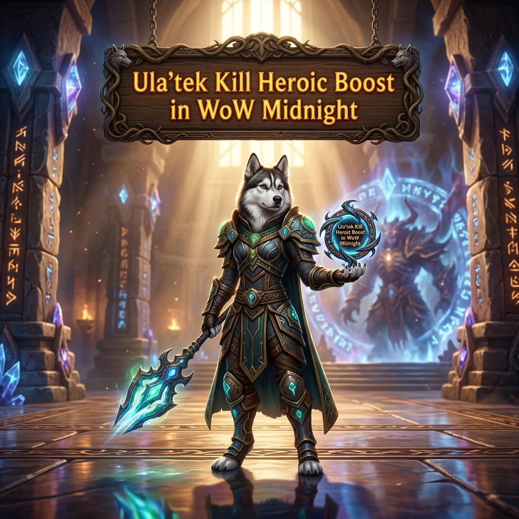 Promotional image for the Ula’tek Kill Heroic Boost service in WoW Midnight