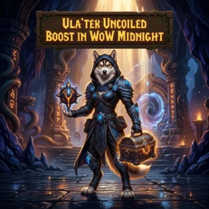 Promotional image for the Ula’tek Uncoiled Boost service in WoW Midnight.