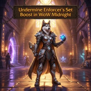 Promotional image for the Undermine Enforcer’s Set Boost service in World of Warcraft: Midnight.