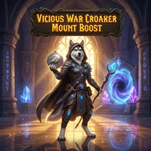 Promotional image for the Vicious War Croaker Mount Boost service, focused on the named mount boost product.
